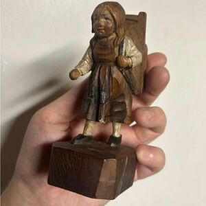 Vintage hand carved wood figurine